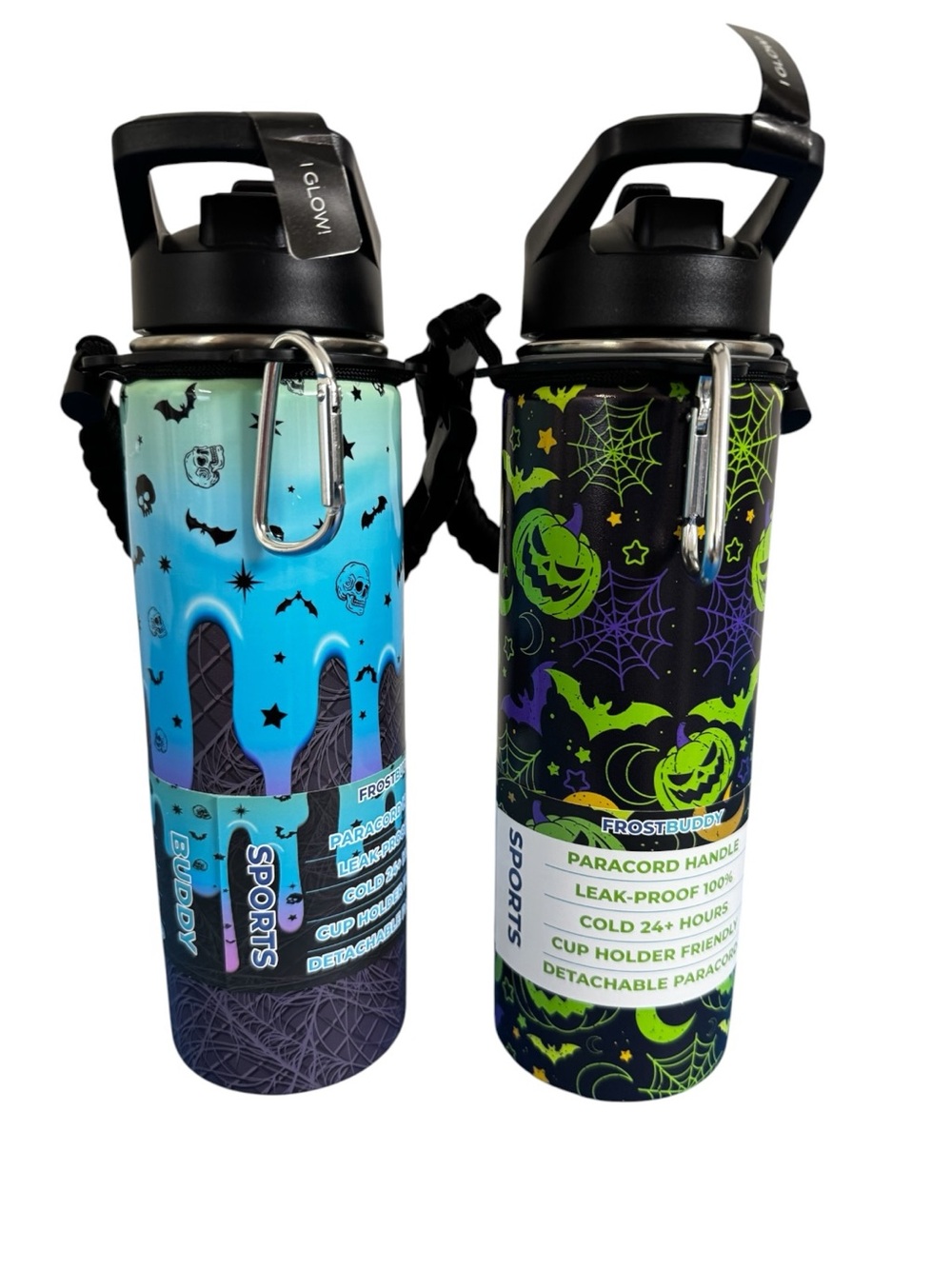 2 Viral FrostBuddy Glow In The Dark Halloween Water Bottles NWT